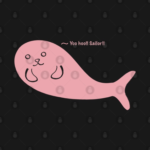 Yoo Hoo Sailor call by Kawaii Cute Seal, Funny Cute Saying, Pink Seal by vystudio