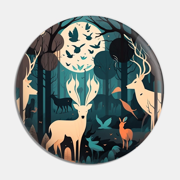 Enchanted Forest with Magical Animals Pin by Star Scrunch