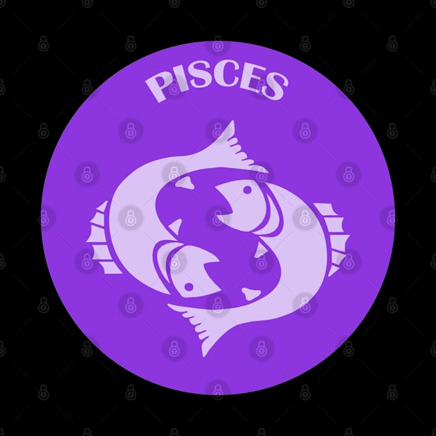 Pisces Astrology Zodiac Sign - Fish - Pisces Astrology Birthday Gifts - Purple and lavender by CDC Gold Designs