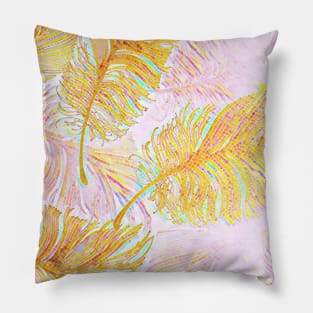 Shimmering Gold Leaf Pattern for Positivity 4 Pillow