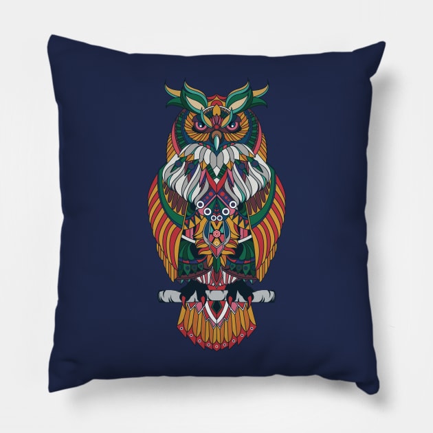 Wisdom Of The Owl King Pillow by LittleBunnySunshine