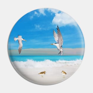 Royal Terns and Sandpipers Pin