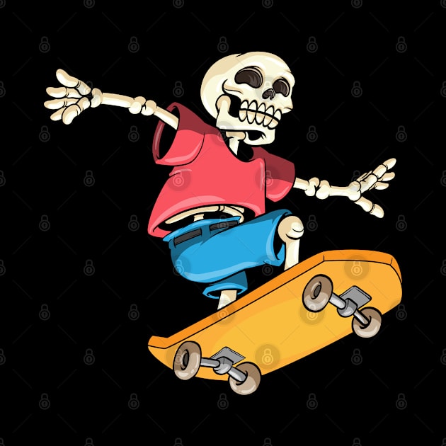 Skeleton as Skateboarder with Skateboard by Markus Schnabel