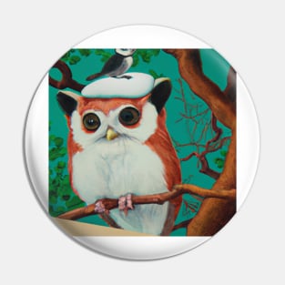 owl perched on tree branch Pin