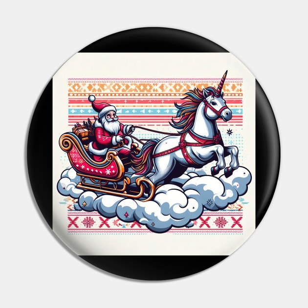 Santa Riding A Unicorn Pin by MZeeDesigns