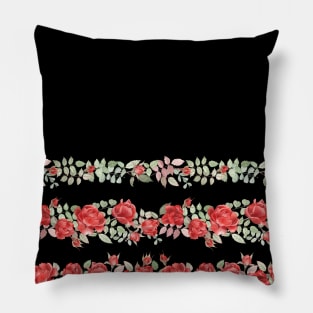 Classical Red Roses Floral Garland Pillow
