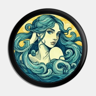 ZODIAC Aquarius - Astrological AQUARIUS - AQUARIUS - ZODIAC sign - Van Gogh style - 16 Pin