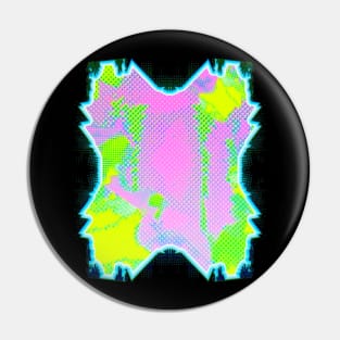 Glitch Art Abstract - Futuristic Neon Grunge Burst Design Pin