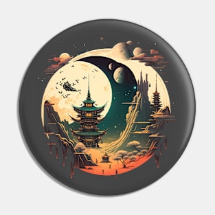 Japanese Temple Tokyo  Asian Inspired Retro Japan Pin