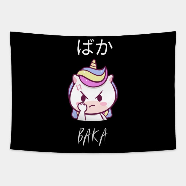 Funny Anime Baka Purple Kawaii Unicorn Tapestry by Art Deck