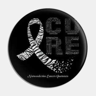 Cure Zebra Ribbon Neuroendocrine Cancer Awarenesss Pin