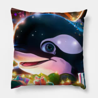 Cute Orca Drawing Pillow