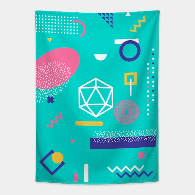 Polyhedral Dice Set Memphis Design Blue Green Teal Tabletop RPG Tapestry by dungeonarmory