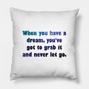 When you have a dream, you've got to grab it and never let go. Pillow