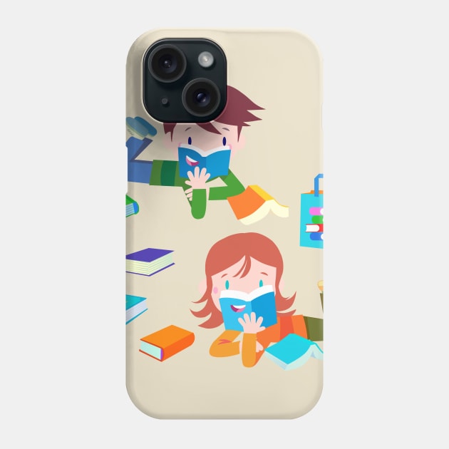 Two kids in library Phone Case by duxpavlic