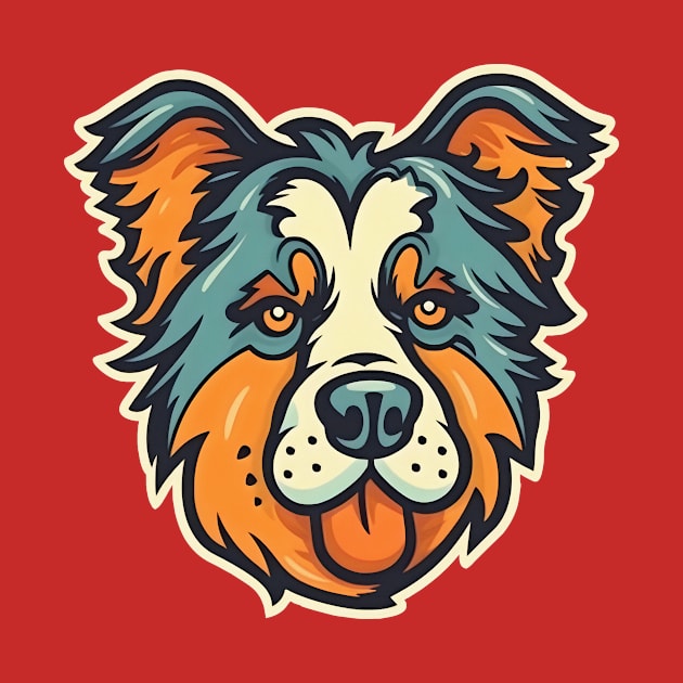 Border Collie dog head logo in circle by KOTYA