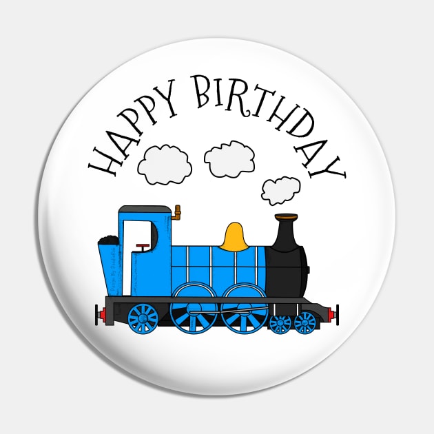 Steam Train Happy Birthday Rail Enthusiast (Blue) Pin by doodlerob