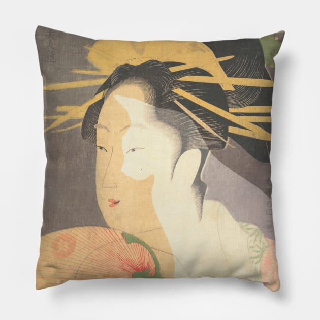 Japanese Cat Lady Pillow by Off the Page