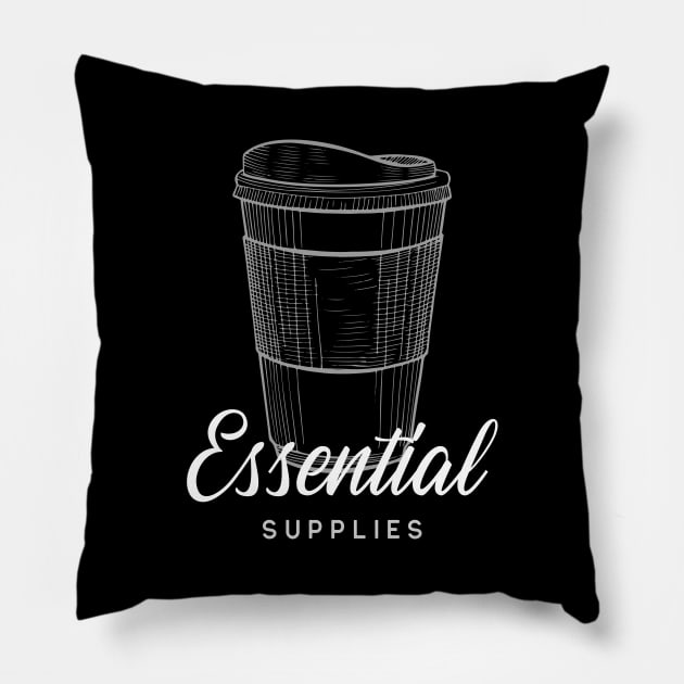 Coffee Stay At Home Essentials Quaratine Meme Pillow by Bunchatees