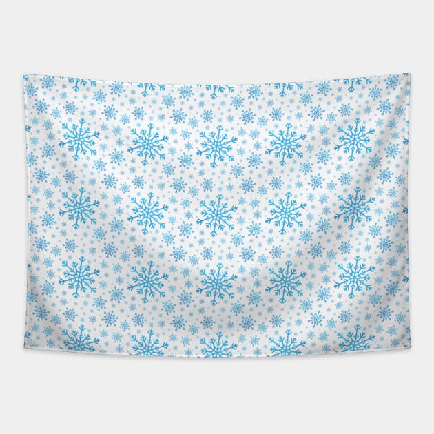 Pretty Blue & White Winter Snowflake Pattern Tapestry by karenmcfarland13