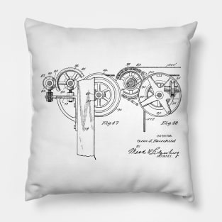 Automatic Bowling Mechanism Vintage Patent Hand Drawing Pillow