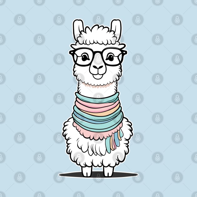 Fashion Llama with Scarf and Glasses by anderleao