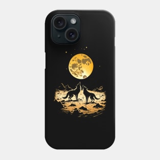Two wolves howling at moon Phone Case