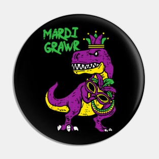 Mardi Grawr TRex Dino Toddler Kids Mardi Gras Boys Pin