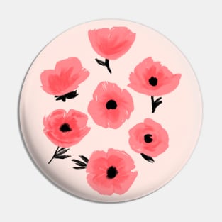 Pink Abstract Poppies Pin