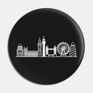 London Skyline in white with details Pin