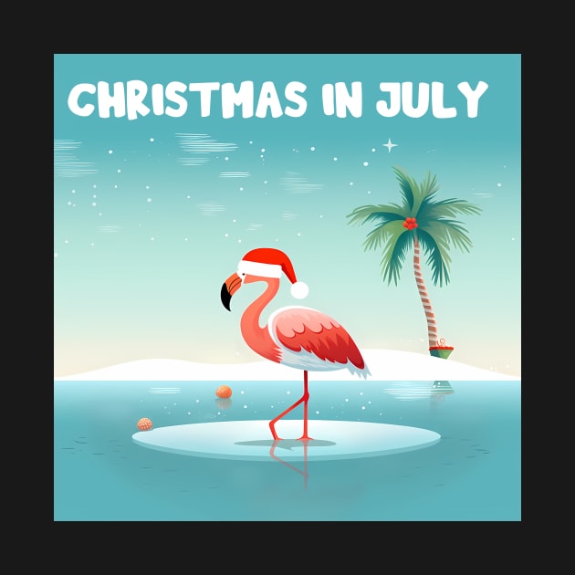 Xmas in July, Funny Flamingo Santa Tropical Christmas by dukito