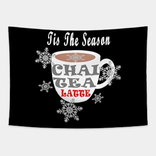 Chai Tea Happy Holidays Tis The Season Snowflaks Coffee Tapestry