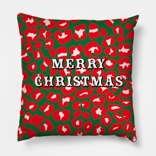 Merry Christmas Leopard Print Pattern Pillow