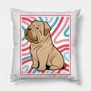 Colorful and Cute Shar Pei Puppy G Pillow