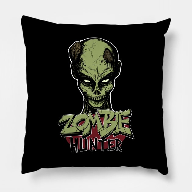 Zombie hunter Pillow by hyperactive