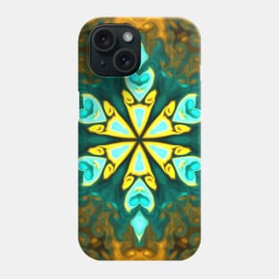 Psychedelic Mandala Flower Teal and Yellow Phone Case