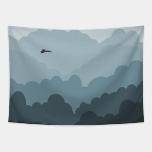 SR71 Flying Through the Clouds Tapestry