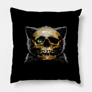 cat wearing skull mask Pillow