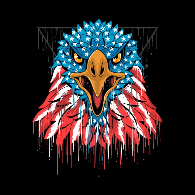 Eagle in the colors of the USA flag by Metaart