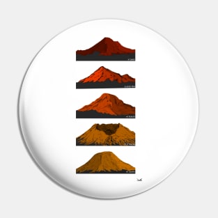 Washington Cascade Volcanoes Red Orange Gold Pin