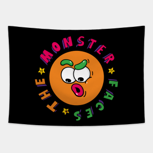 Funny Orange Monster Face With Wide Eyes Tapestry