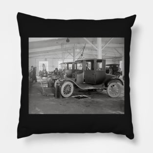 Auto Repair Garage, 1926. Vintage Photo Pillow