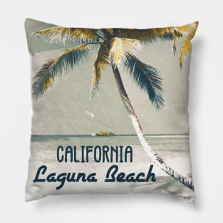 Laguna Beach California Vintage style poster Art Most Beautiful Beaches on Earth Pillow