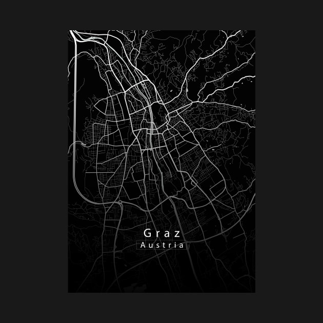 Graz Austria City Map dark by Robin-Niemczyk