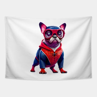 Super Frenchie: Red and Blue Hoodie Version 3 Tapestry