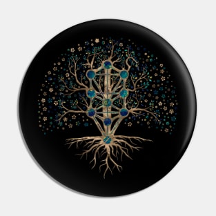 Kabbalah The Tree of Life Marble and Gold Pin