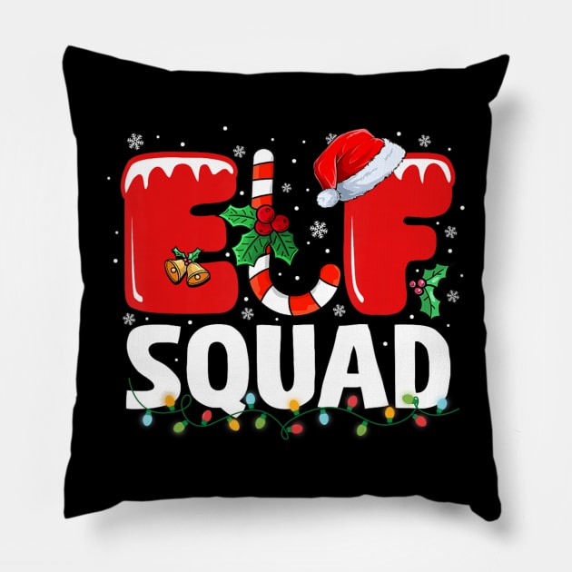 elf squad ugly christmas sweater Pillow by Mitsue Kersting