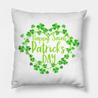 Cute Lucky Heart Shamrock Happy St Patricks Day Family Heart Pillow