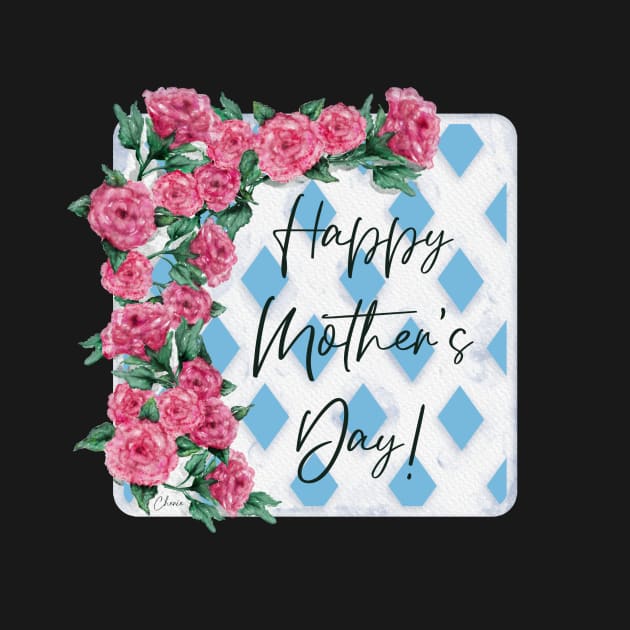 Happy Mother's Day Watercolor Rose Trellis Blue Sky | Cherie's Art (c)2021 by CheriesArt