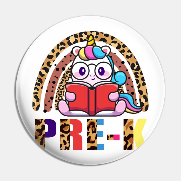 Pre-K Preschool Rainbow Leopard Funny Unicorn Teacher Student School Pin by wonderws